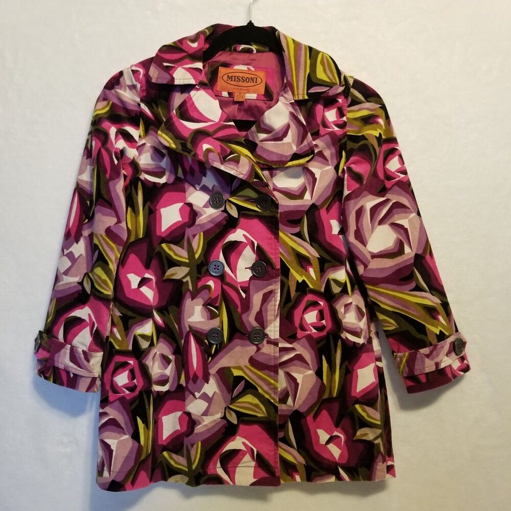 Missoni X Target Girls M Pea Coat Purple Floral Pin Cord Double Breasted Preppy